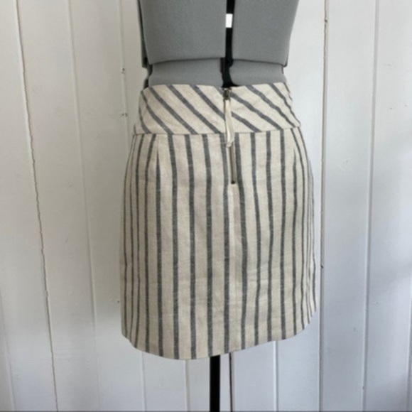J Crew Linen Striped Asymmetrical Crossover Wrap Skirt​​​​ - Picture 4 of 10